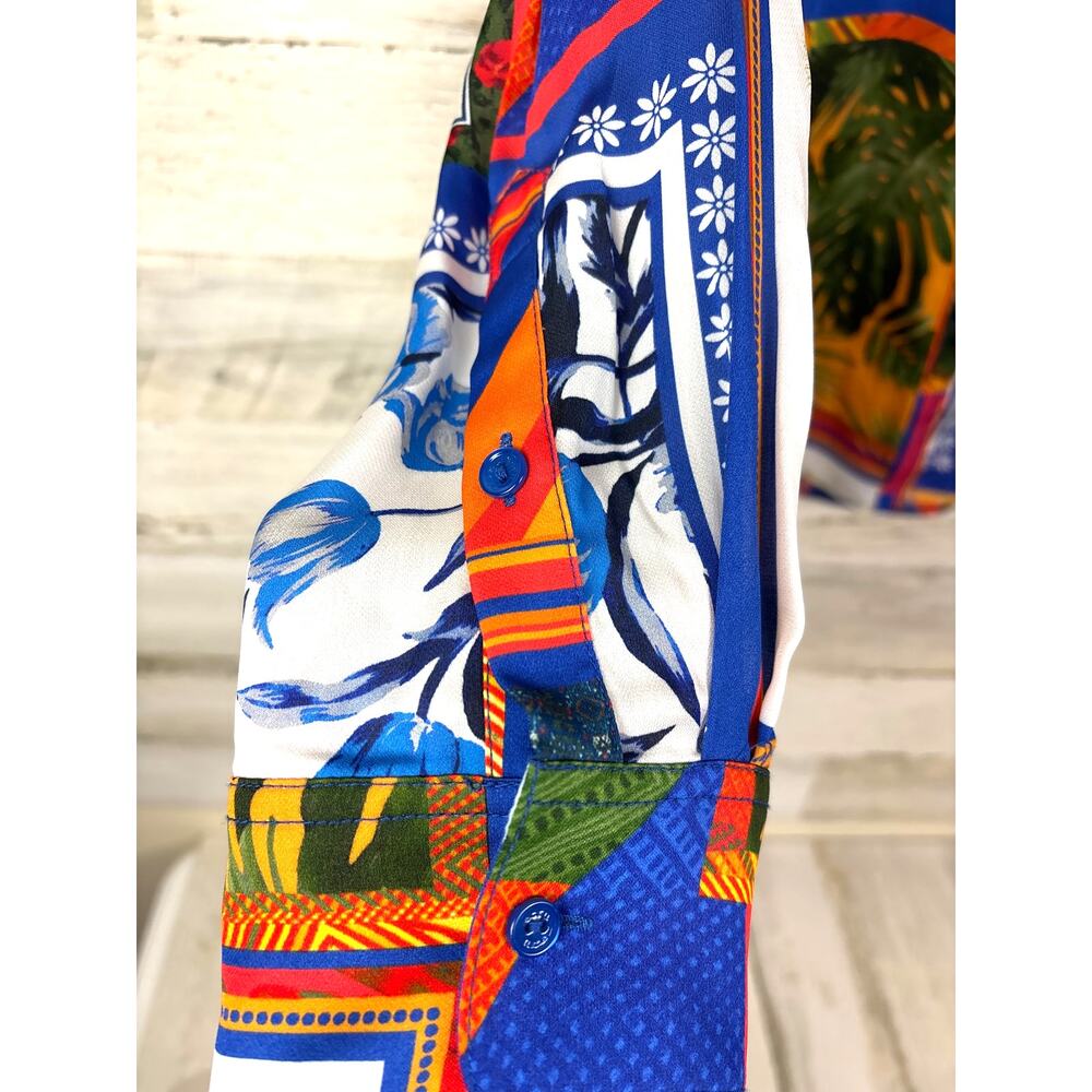 ECRU Womens L Multicolor Patchwork Boho Silky Vis… - image 6